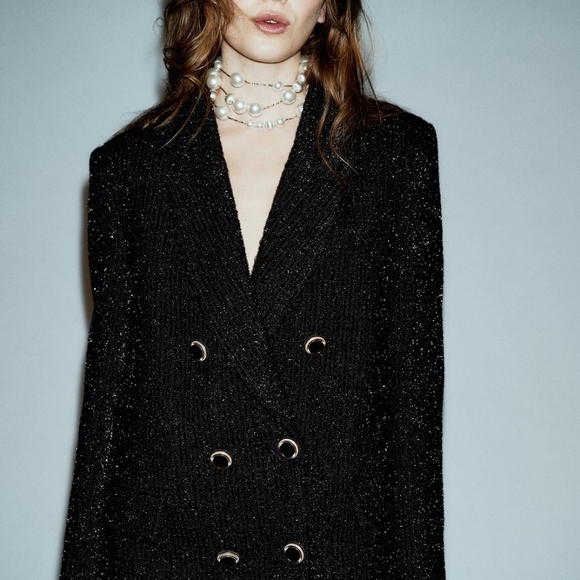 Zara Black Textured Blazer - Picture 5 of 12